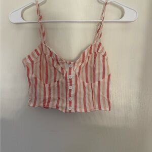 Red and White Striped Women's Top